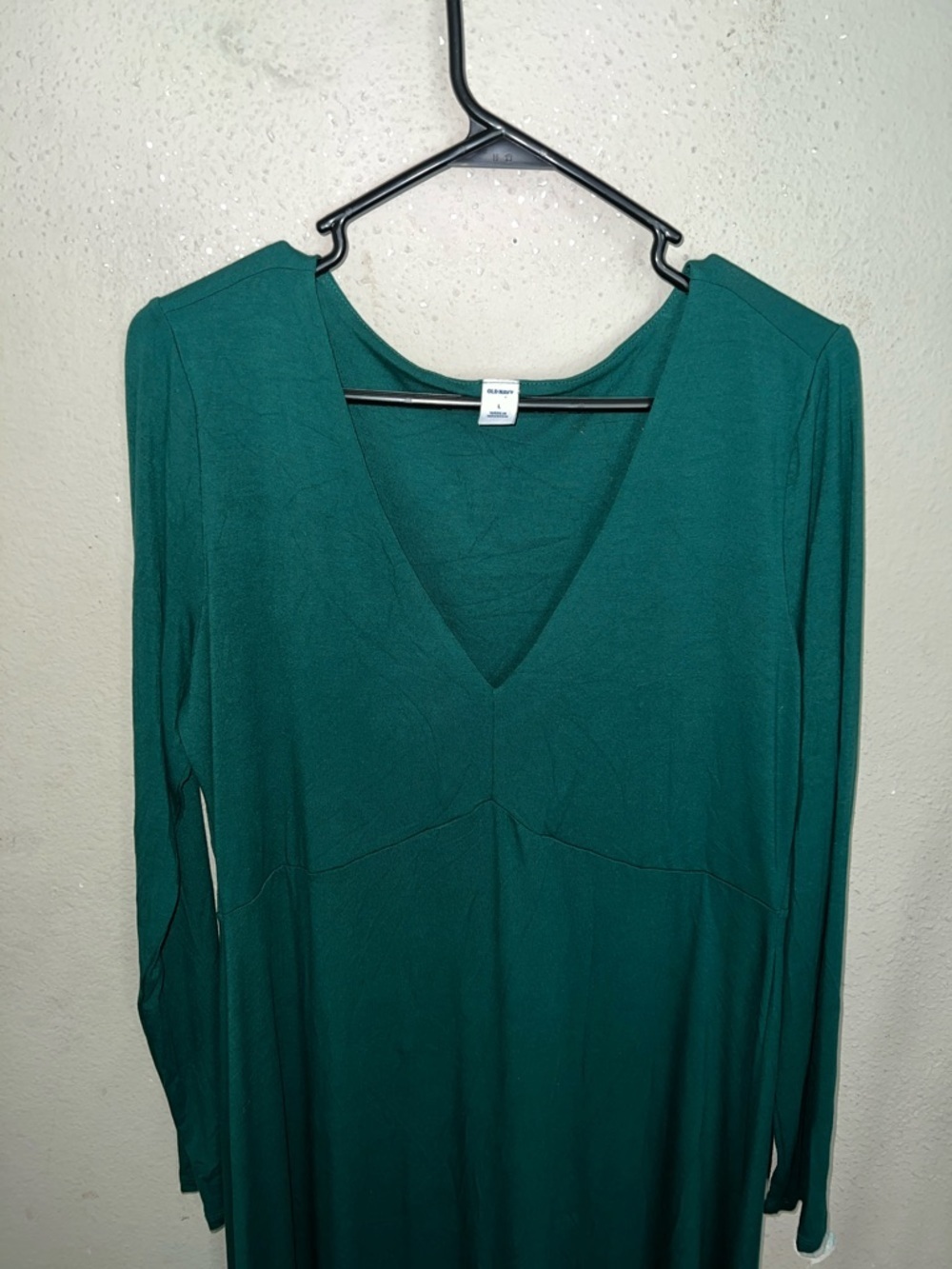 Old Navy Forest Green Long Sleeve V-Neck Swing Dress - Picture 2 of 7
